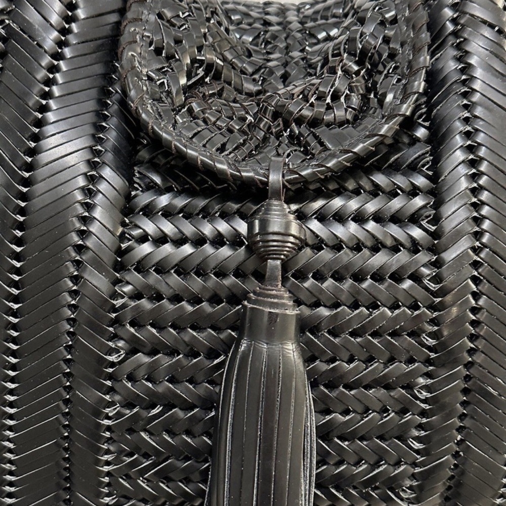 authentic ANYA HINDMARCH black woven leather large handbag Stunning! - Picture 5 of 7